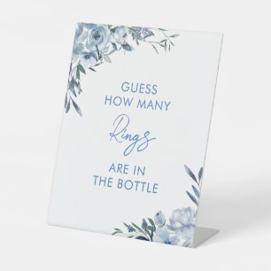 Dusty Blue Floral raden hoeveel ringen spel teken Reclamebord Met Voetstuk