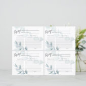 Dusty Blue Floral Recept Kaarten (Staand voorkant)