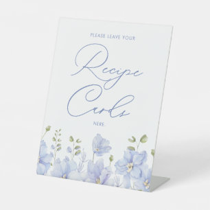 Dusty Blue Floral Recept Kaarten Vrijgezellenfeest Reclamebord Met Voetstuk