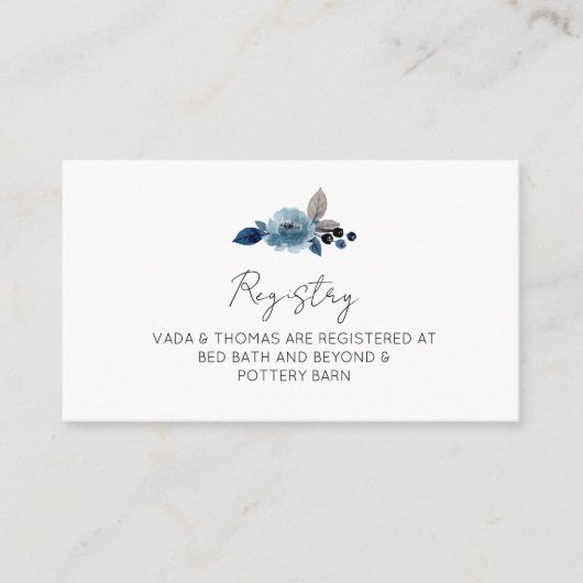 Dusty blue floral Registry Kaart (Voorkant)