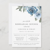 Dusty Blue Floral Rehearsal Dinner Aankondiging (Voorkant)
