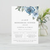 Dusty Blue Floral Rehearsal Dinner Aankondiging (Staand voorkant)