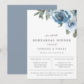 Dusty Blue Floral Rehearsal Dinner Aankondiging (Voorkant / Achterkant)