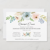 Dusty Blue Floral Rehearsal Dinner Invitation Kaart (Voorkant)
