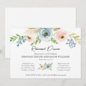 Dusty Blue Floral Rehearsal Dinner Invitation Kaart (Voorkant / Achterkant)