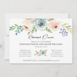 Dusty Blue Floral Rehearsal Dinner Invitation Kaart