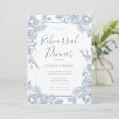 Dusty Blue Floral Rehearsal Dinner Kaart (Staand voorkant)