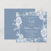 Dusty Blue Floral Rehearsal Dinner Kaart (Voorkant / Achterkant)