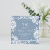 Dusty Blue Floral Rehearsal Dinner Kaart (Staand voorkant)