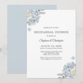 Dusty Blue Floral Rehearsal Dinner Kaart (Voorkant / Achterkant)