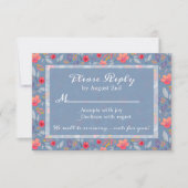 Dusty Blue Floral Reply Kaart (Voorkant)