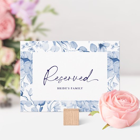 Dusty Blue Floral Reserved Seating Card Kaart