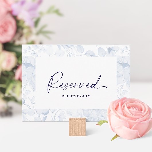 Dusty Blue Floral Reserved Seating Card  Kaart