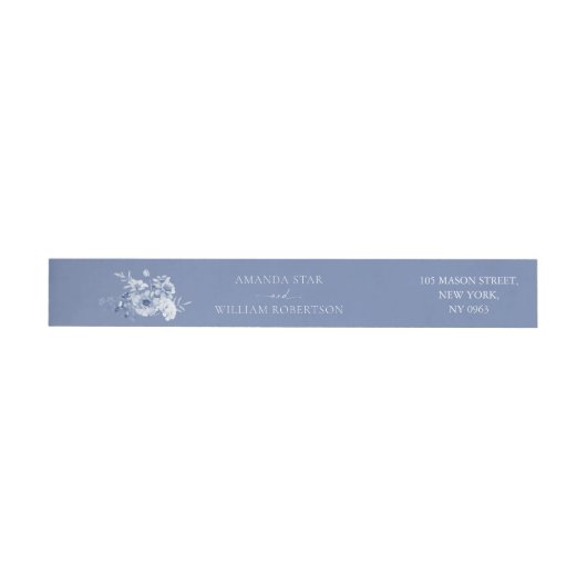 Dusty Blue Floral Retour Adreslabels (Individueel)