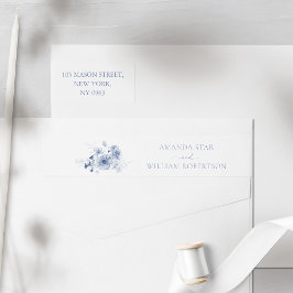 Dusty Blue Floral Retour Adreslabels