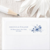 Dusty Blue Floral Retour Adreslabels Etiket (Insitu)