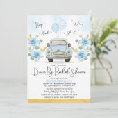 Dusty Blue Floral Retro auto rijden met het Vrijge Kaart (Staand voorkant)