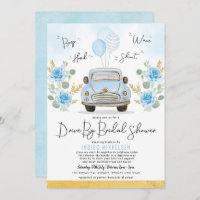 Dusty Blue Floral Retro auto rijden met het Vrijge