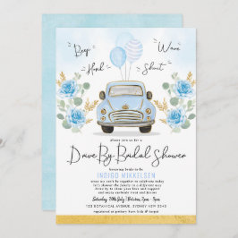 Dusty Blue Floral Retro auto rijden met het Vrijge Kaart