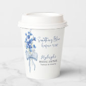 Dusty Blue Floral Ribbon Bow Vrijgezellenfeest Par Papieren Bekers (Voorkant)