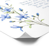 Dusty Blue Floral Ring Hunt Vrijgezellenfeest spel Poster (Hoek)