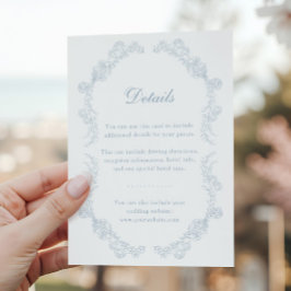 Dusty Blue  Floral Romantische bruiloft Informatiekaartje