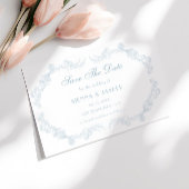 Dusty Blue Floral Romantische bruiloft Save The Date