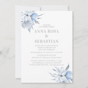 *~* Dusty Blue Floral Roos AR15 WEDDING RSVP + In Kaart
