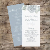 Dusty Blue Floral Roos Elegant Ceremony Programme Programmakaart