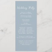 Dusty Blue Floral Roos Elegant Ceremony Programme Programmakaart (Achterkant)