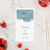 Dusty Blue Floral Roos Elegant  Cool Wedding Servet (Insitu)
