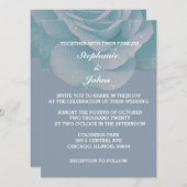 Dusty Blue Floral Roos Elegant Modern Wedding Kaart (Voorkant / Achterkant)