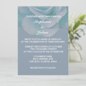 Dusty Blue Floral Roos Elegant Modern Wedding Kaart (Staand voorkant)