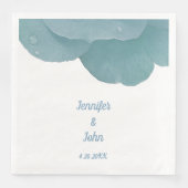 Dusty Blue Floral Roos Elegant Trendy Wedding Servet (Voorkant)