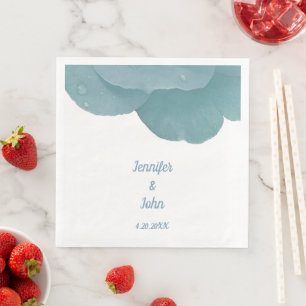 Dusty Blue Floral Roos Elegant Trendy Wedding Servet