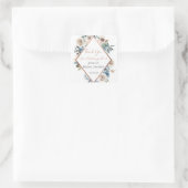 Dusty Blue Floral Roos Gold gepersonaliseerd Vierkante Sticker (Tas)