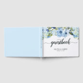 Dusty Blue Floral Roos Waterverf Foliage Wedding Gastenboek (Volledig)