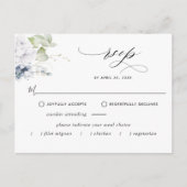 Dusty Blue Floral RSVP Briefkaart zonder maaltijde (Voorkant)