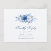 Dusty Blue Floral RSVP Card Kaartje (Voorkant)