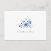 Dusty Blue Floral RSVP Card with QR Code Informatiekaartje (Voorkant)