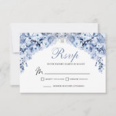 Dusty Blue Floral RSVP Enclosure Kaart (Voorkant)