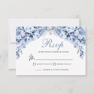 Dusty Blue Floral RSVP Enclosure Kaart
