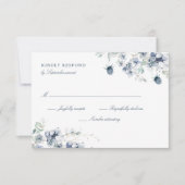 Dusty Blue Floral RSVP-kaart RSVP Kaartje (Voorkant)