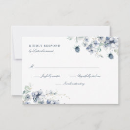 Dusty Blue Floral RSVP-kaart RSVP Kaartje