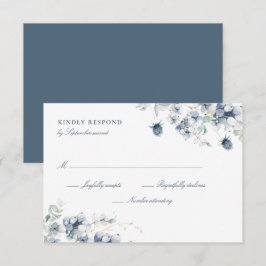 Dusty Blue Floral RSVP-kaart RSVP Kaartje