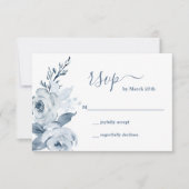 Dusty Blue Floral RSVP-kaart RSVP Kaartje (Voorkant)