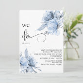 *~* Dusty Blue Floral RSVP - QR AR15 Roos WEDDING Kaart (Staand voorkant)