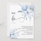 *~* Dusty Blue Floral RSVP - QR Roos AR15 WEDDING Kaart (Voorkant)