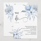 *~* Dusty Blue Floral RSVP - QR Roos AR15 WEDDING Kaart (Voorkant / Achterkant)