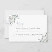 Dusty Blue Floral RSVP-trouwkaart RSVP Kaartje (Voorkant)